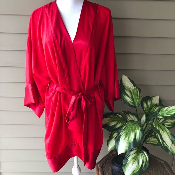 Victoria's Secret Other - Victoria’s Secret Vintage Red Satin Floral Robe